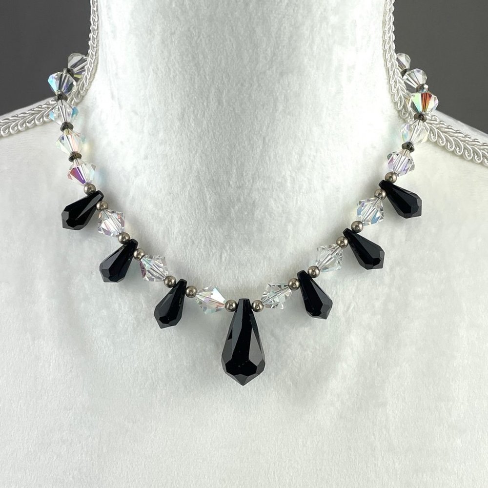 Black and white crystal necklace